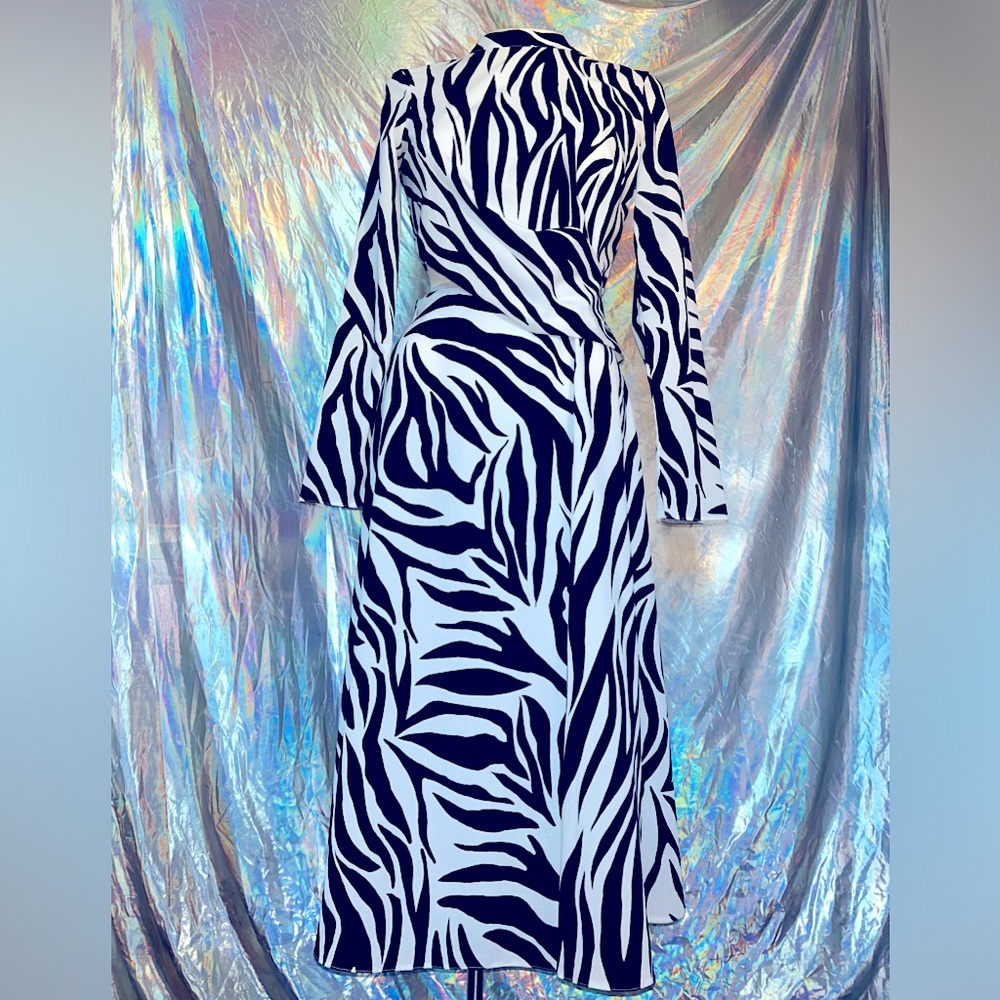 ASOS Zebra Print Long Sleeve Cut Out Dress | size 4
